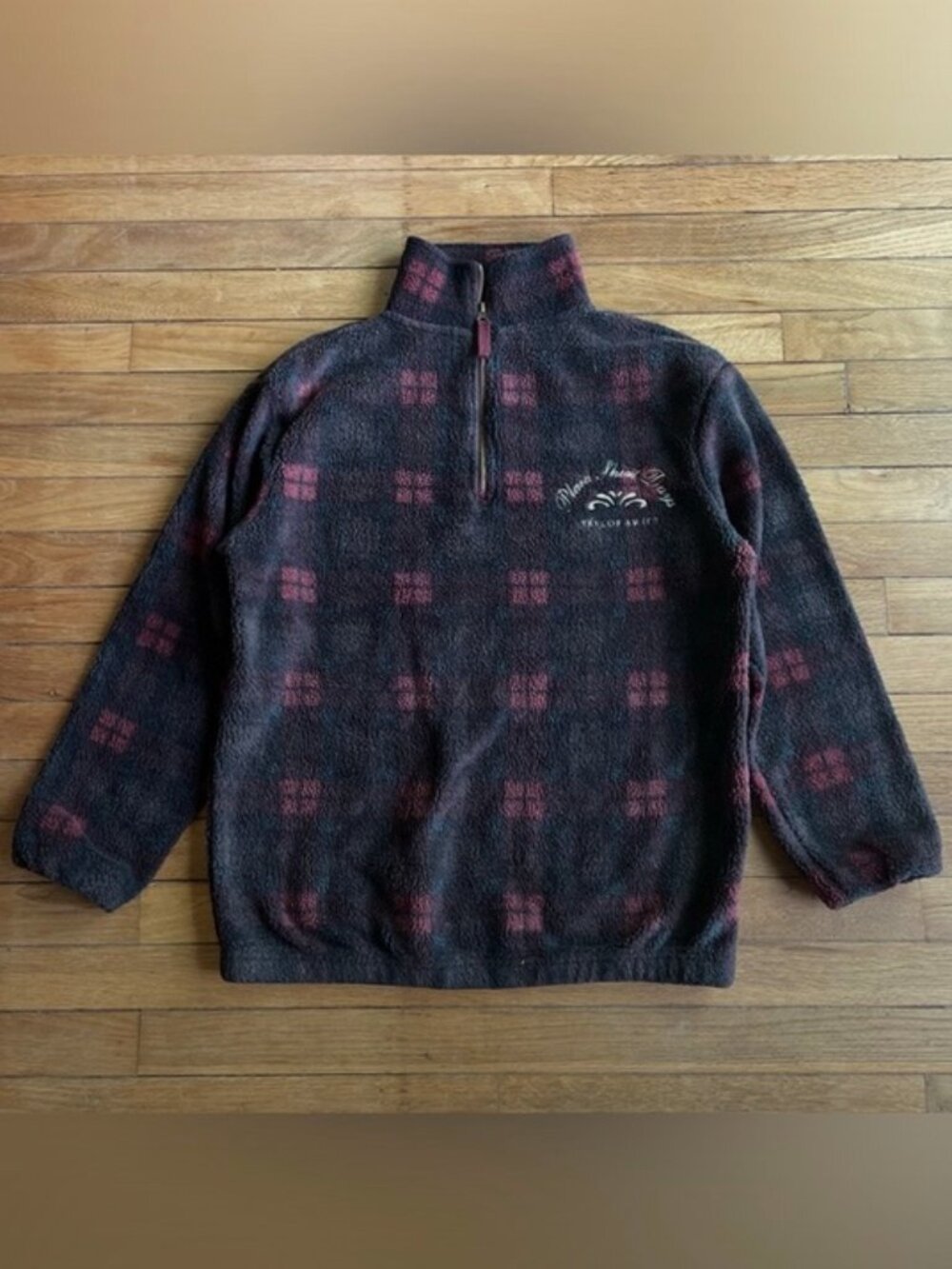 Taylor Swift Plaid Shirt Days Fleece Size XS Red Era Official Merch 1/4 Zip Top